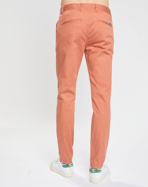 Pantalon Chino Super Slim Fit en Coton Bio mélangé Stretch brique